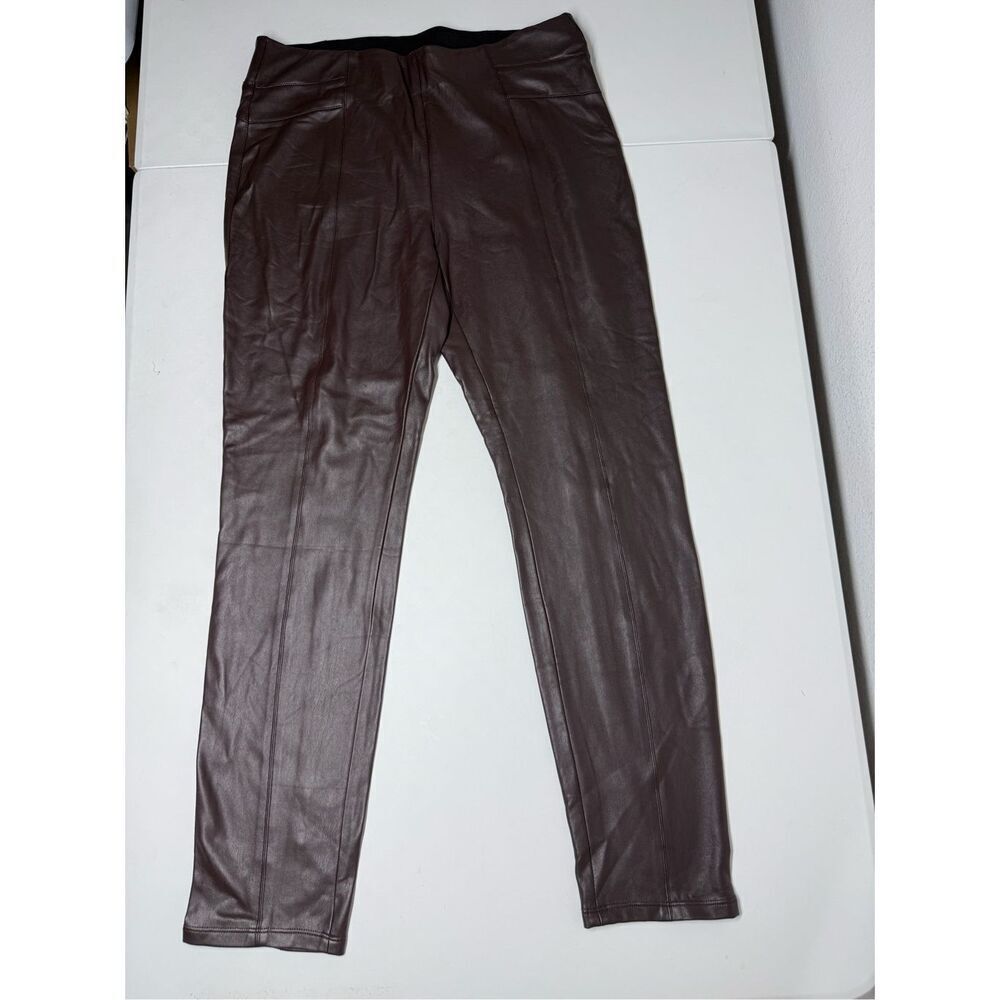 NWT Comma, Women’s Faux Leather Leggings Chocolate PullOn Size 12 European Brand